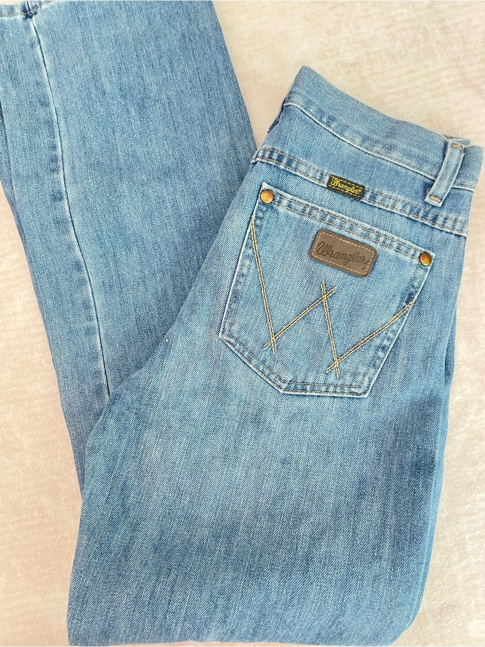 Wrangler Light Blue Denim Jeans with Signature Pocket Stitching